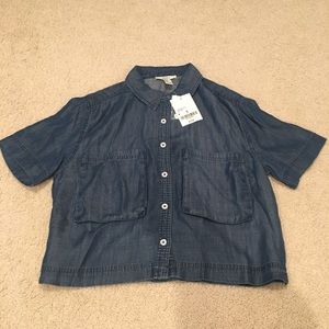 F21 Cropped button up shirt